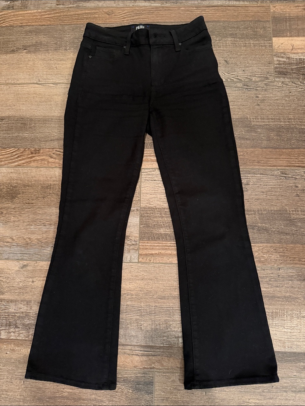 PAIGE Black Flared High-Rise Jeans